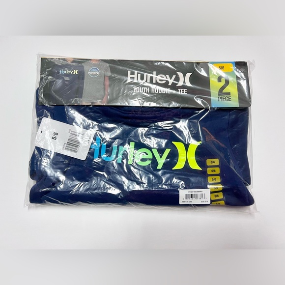 *Final Price* NEW Hurley Boys 2-Pack Hoodie/Shirt Set, Blue/Lt Gray, Size 5/6 - Picture 13 of 13